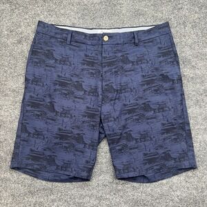 Peter Millar Shorts Mens 34 Blue Salem Geometric Beach AOP Performance Chino